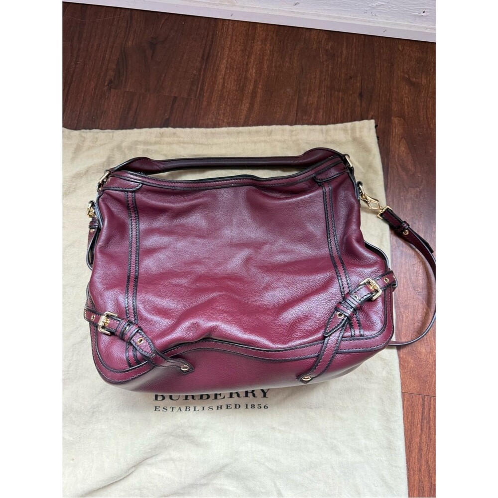 Burberry 2013 Trench Leather Ledbury Convertible Hobo Shoulder Handbag Blood Red - Picture 4 of 12